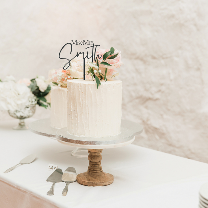 Custom Acrylic Wedding Cake Topper - Last Name Script