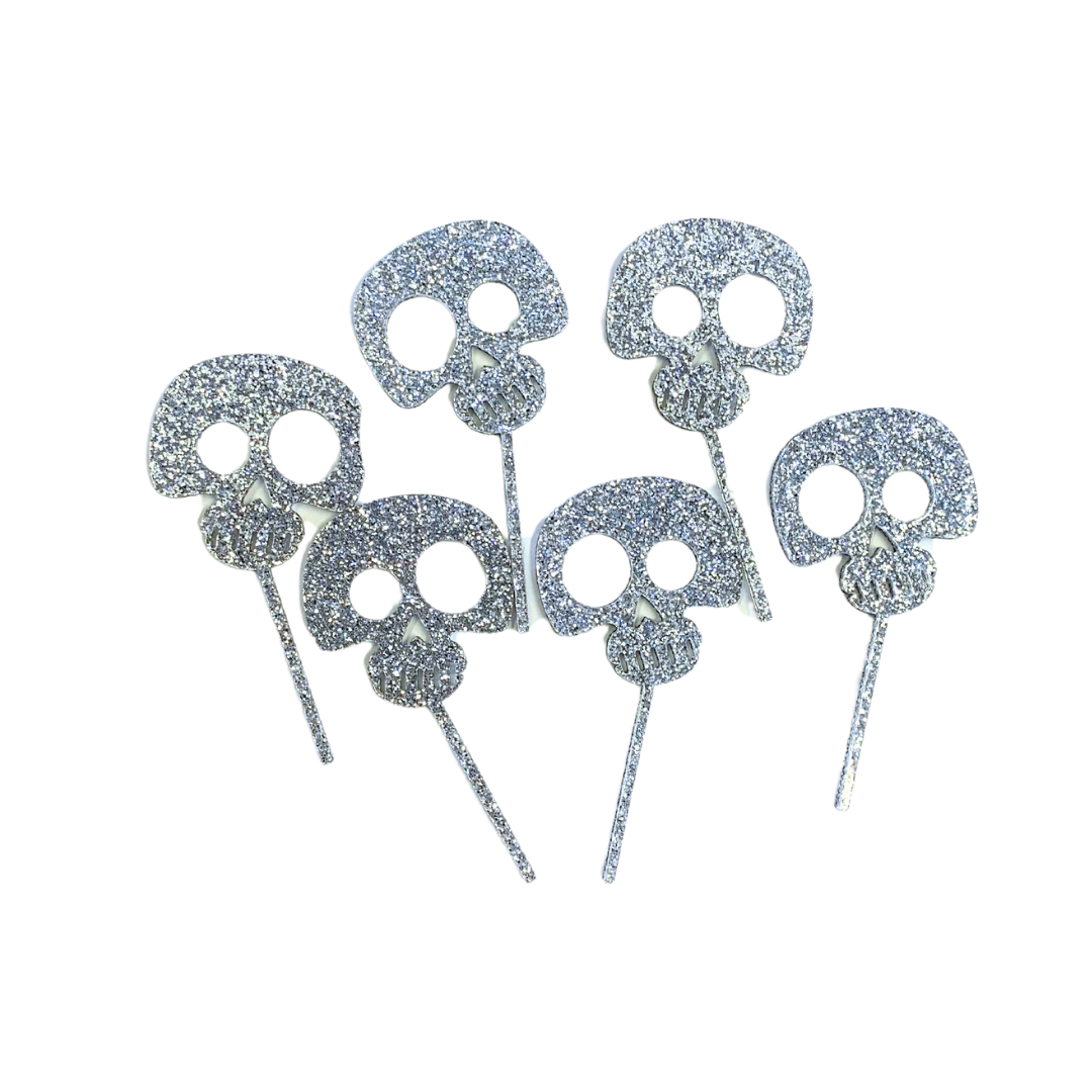 Halloween Cupcake Picks - Glitter Skulls
