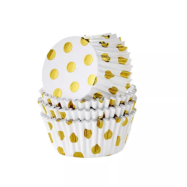 PME Polka Dot Foil Baking Cups - Gold