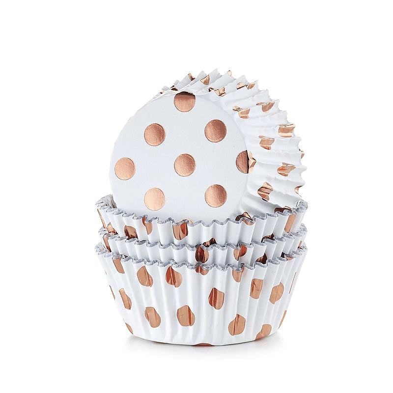 PME Polka Dot Foil Baking Cups - Rose Gold