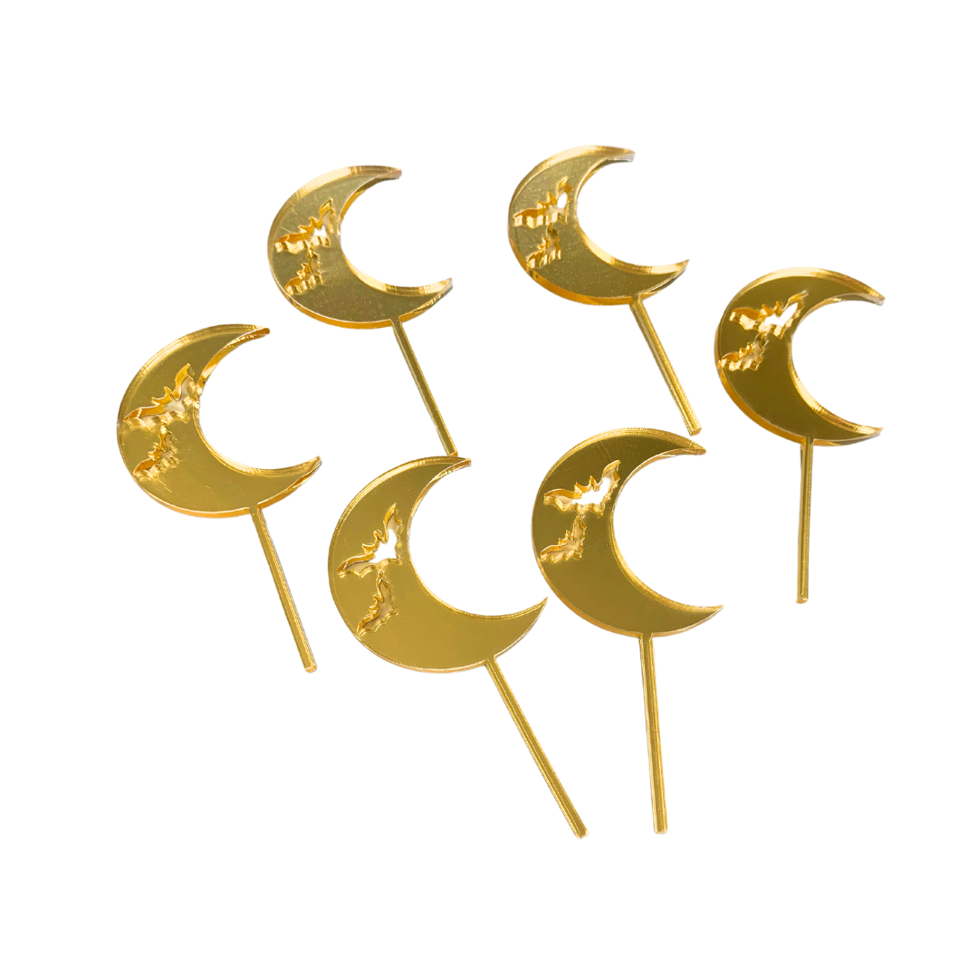 Halloween Cupcake Picks - Bat Moon