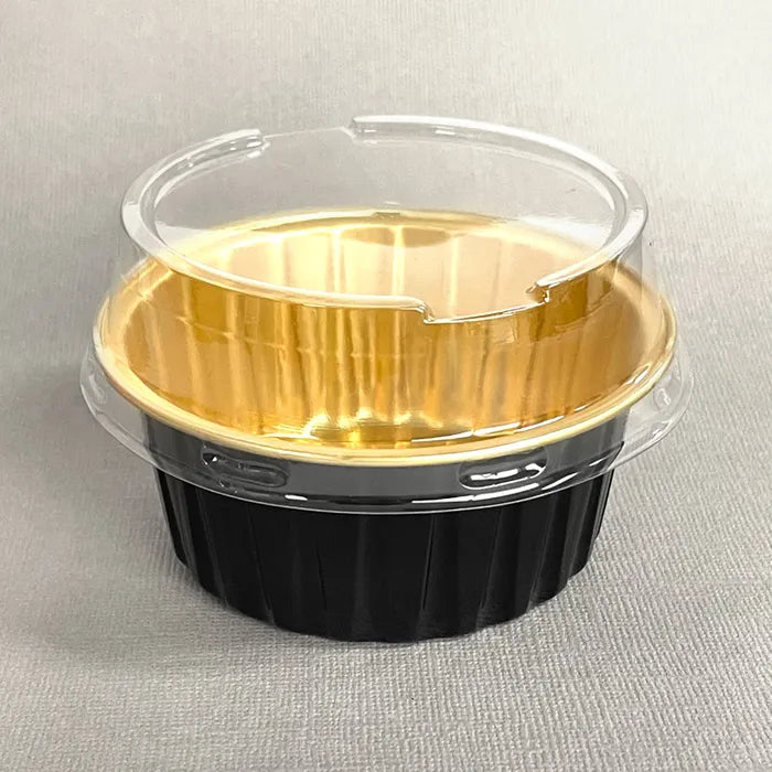 BULK Foil Baking Cups with Lids - Gold + Black 50pk