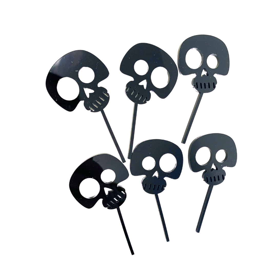 Halloween Cupcake Picks - Black Skulls