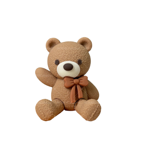Bear with Brown Bow Cake Topper