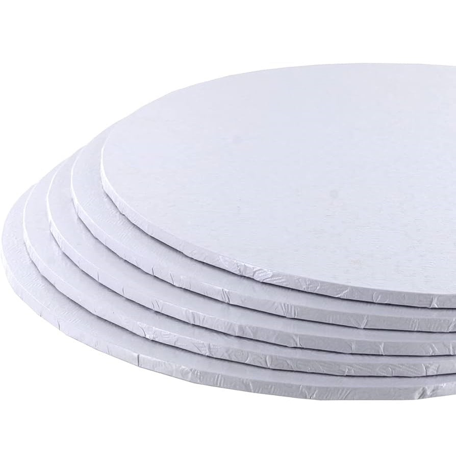 BULK 12" Round Cake Board 6mm - White (Shiny) - Pack of 5