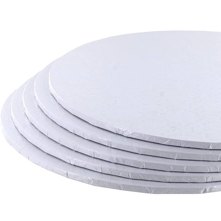 BULK 12" Round Cake Board 6mm - White (Shiny) - Pack of 5