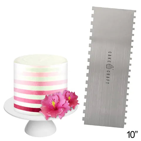 Stainless Steel Double Sided Comb Scraper - Thin Stripes