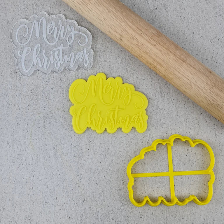 Custom Cookie Cutters Cutter and Debosser - Merry Christmas