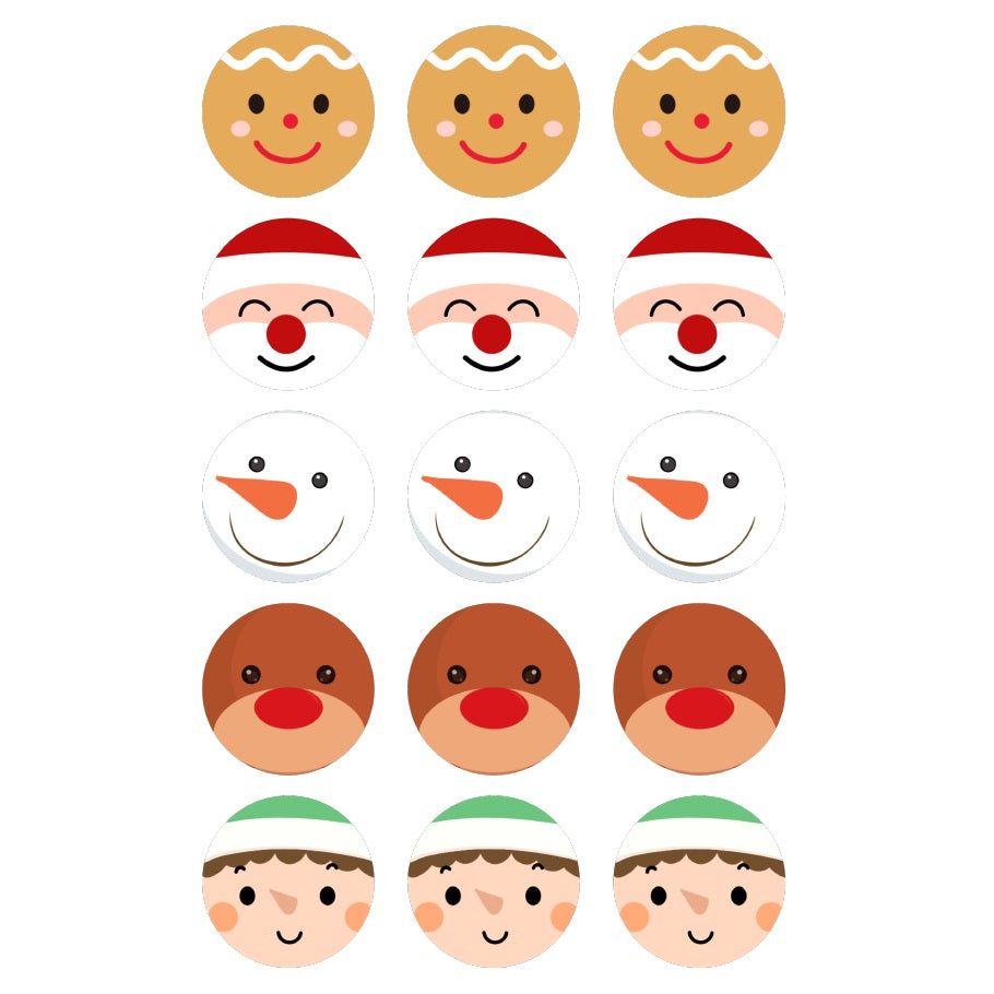 Edible Image Round Cupcake Toppers - Christmas Faces