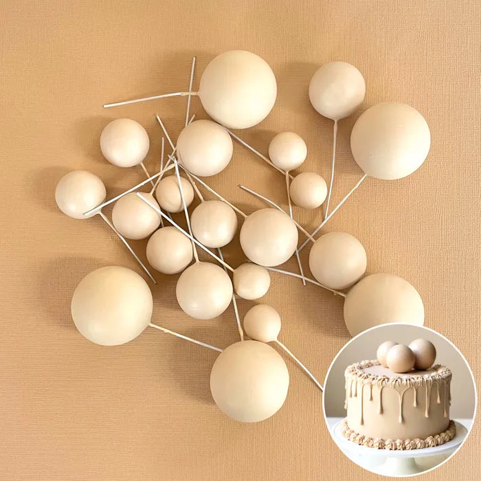 Foam Cake Ball Toppers 20pc - Cream