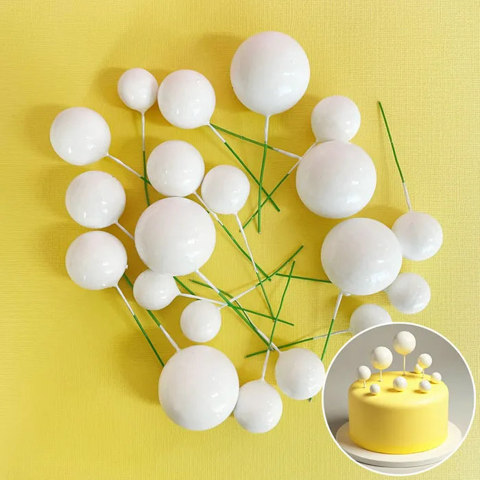 Foam Cake Ball Toppers 20pc - White