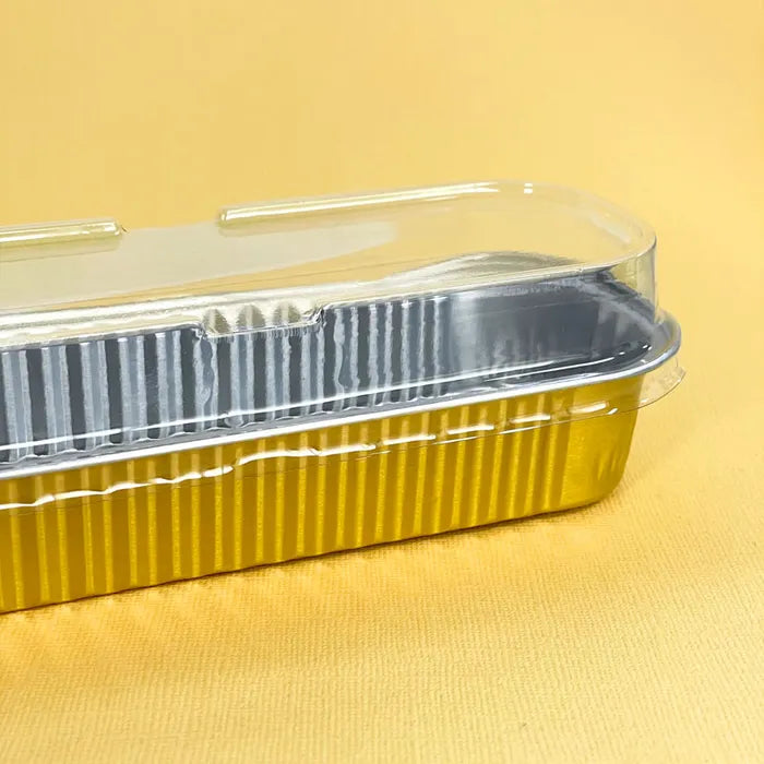 Foil Rectangle Baking Cups with Lids - Gold 10pk