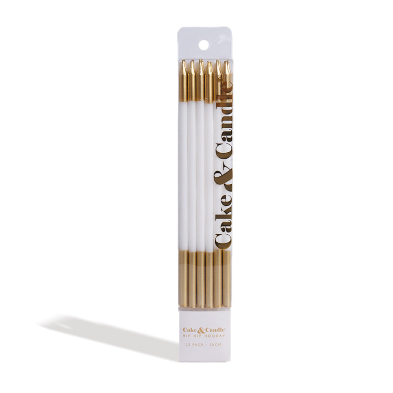 Cake & Candle Double Dipped Candles - Gold/White