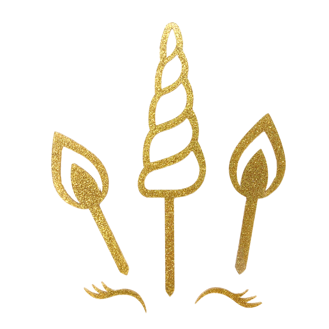CW Unicorn Gold Glitter Acrylic Cake Topper