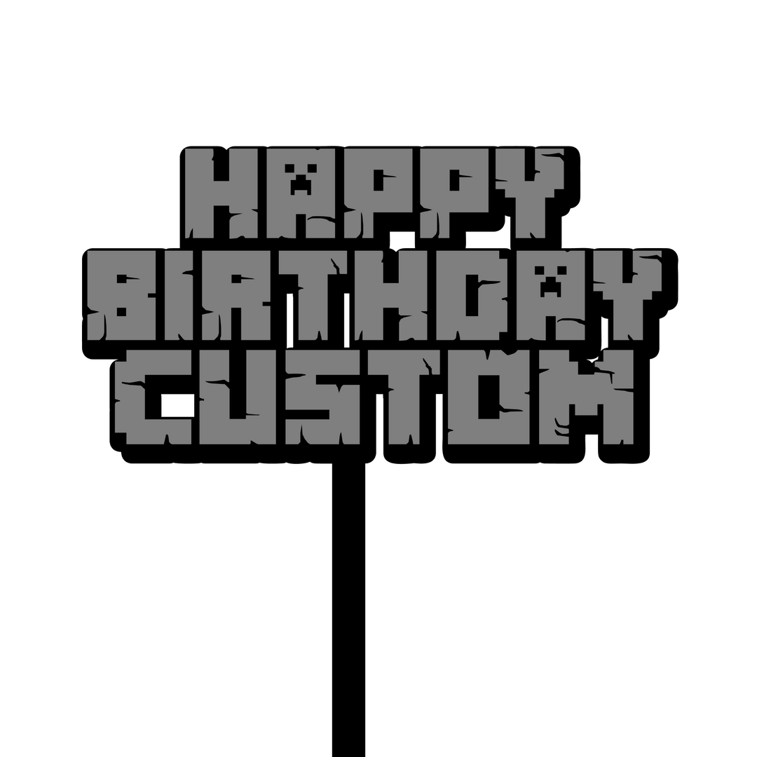 Custom Happy Birthday Name Minecraft Style Cake Topper
