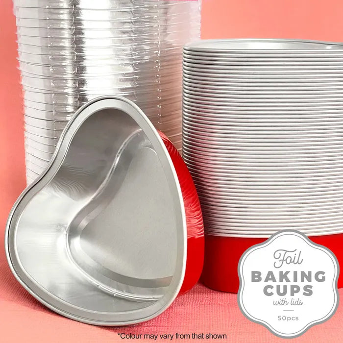 BULK Foil Baking Cups with Lids - Red Heart 50pk