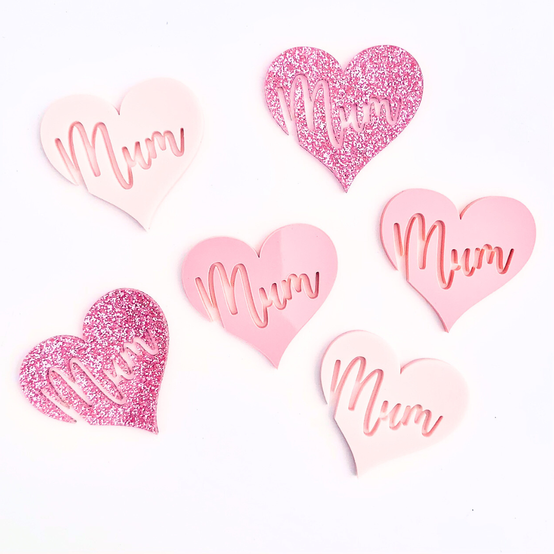 Mum Heart Mini Cupcake Topper