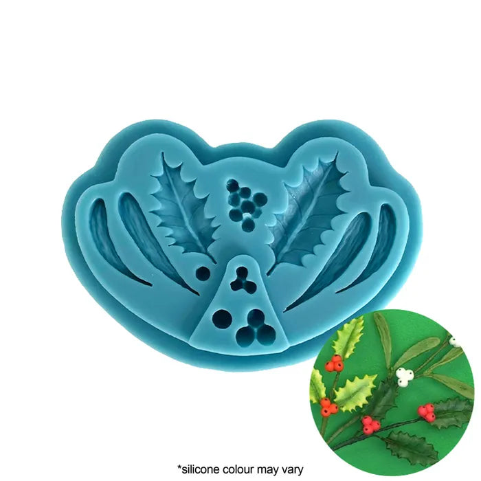 Christmas Holly and Berries Silicone Mould