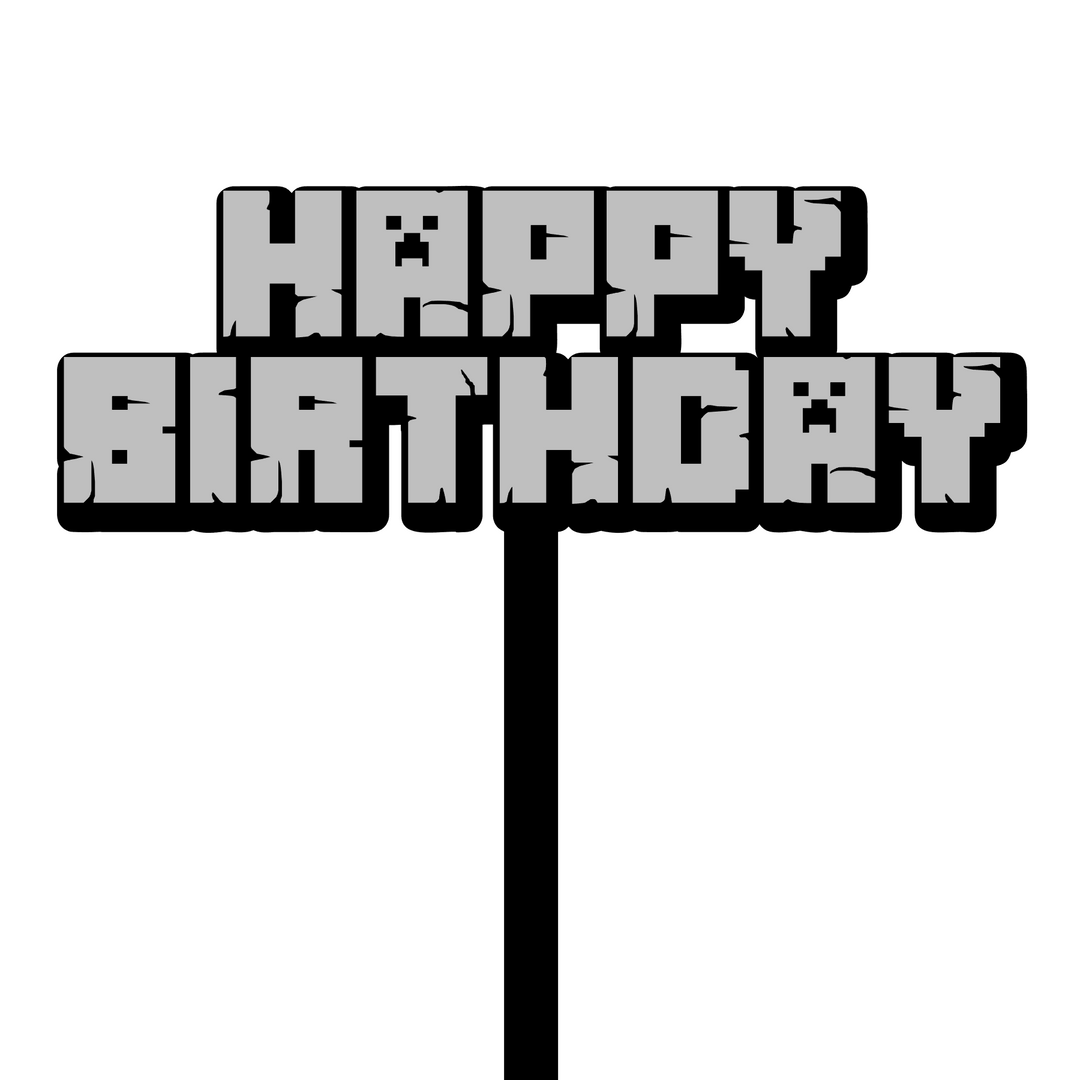 Happy Birthday Minecraft Style Cake Topper