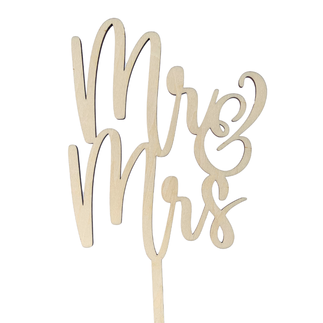 Mr & Mrs Wooden Cake Topper