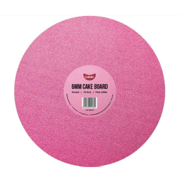 12" Round Cake Board 6mm - Glitter Pink