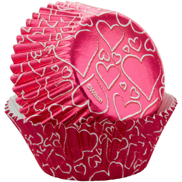 Wilton Pink Foil Heart Baking Cups