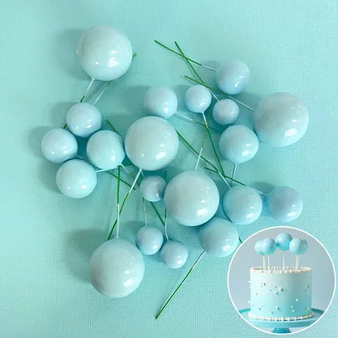 Foam Cake Ball Toppers 20pc - Baby Blue