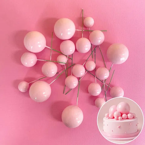 Foam Cake Ball Toppers 20pc - Baby Pink