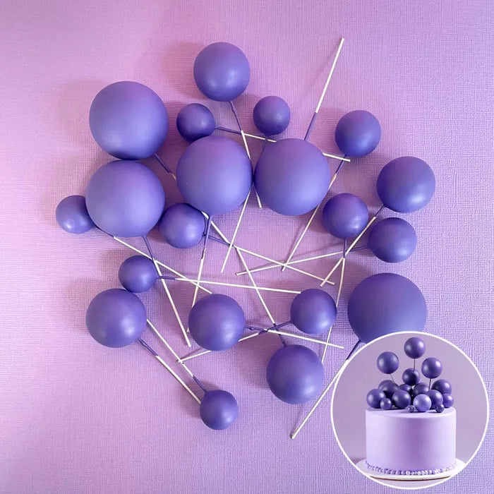 Foam Cake Ball Toppers 20pc - Dark Purple