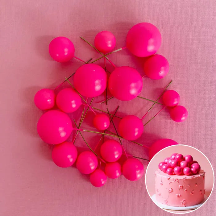 Foam Cake Ball Toppers 20pc - Electric Pink
