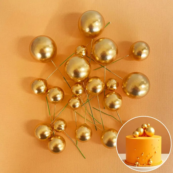 Foam Cake Ball Toppers 20pc - Gold