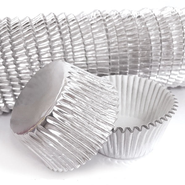 BULK Silver Foil Baking Cups - Cupcake Cases x500