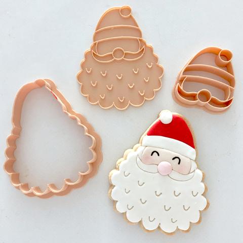 Custom Cookie Cutters Cutter and Embosser - Santa Set