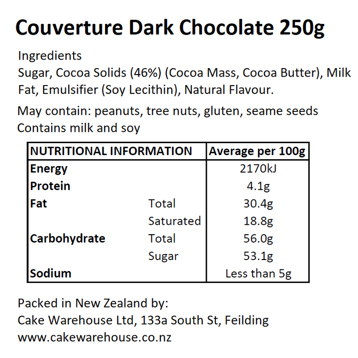 Couverture Dark Chocolate 250g