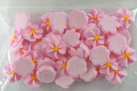 50 Light Pink Icing Drop Flowers