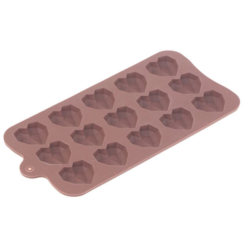 Geometric Heart Silicone Mould - Mini 15 Cavity