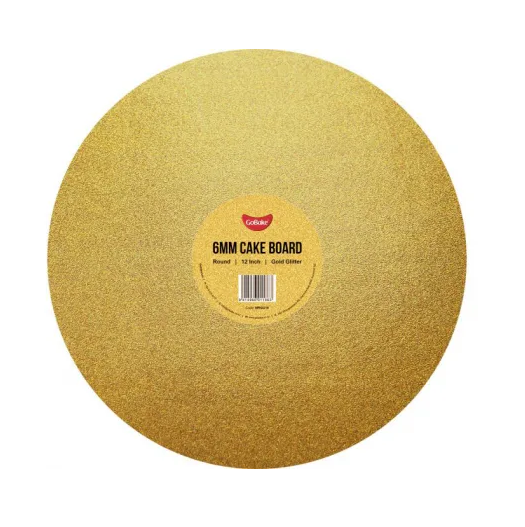 12" Round Cake Board 6mm - Glitter Gold