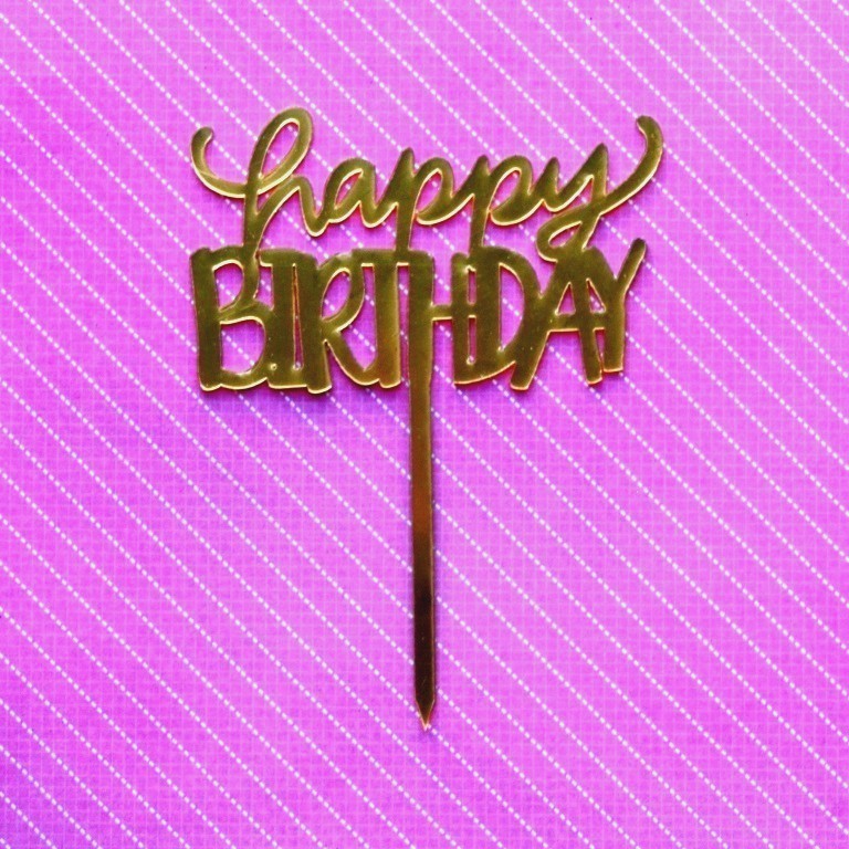 Happy Birthday Acrylic Cake Topper #4 - Gold