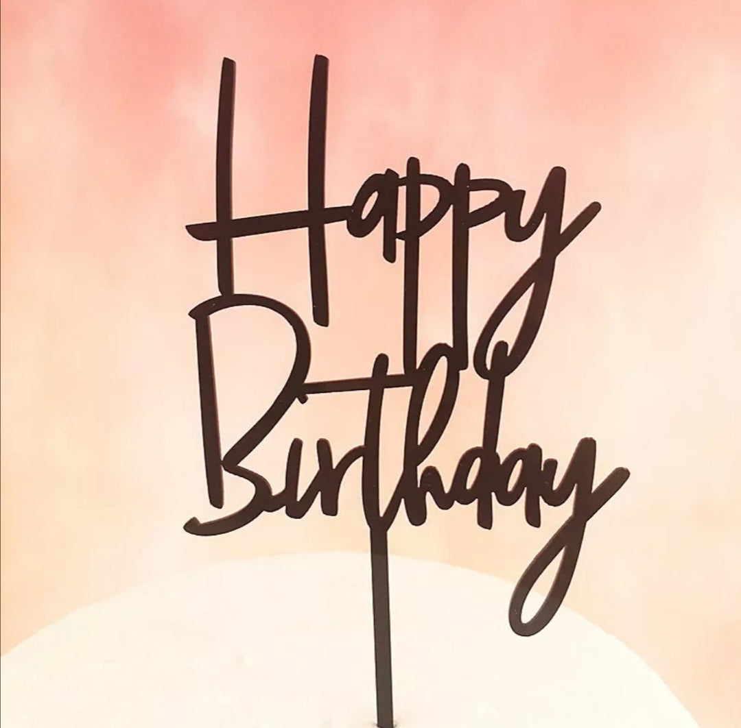 Happy Birthday Acrylic Cake Topper #5 - Black