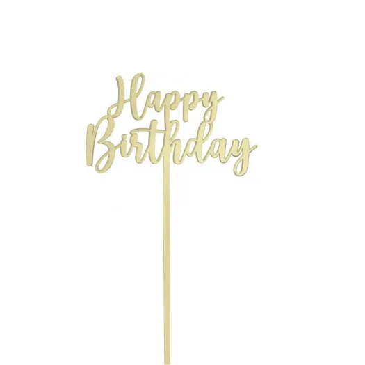 Go Bake Happy Birthday Cake Topper - Classic Gold
