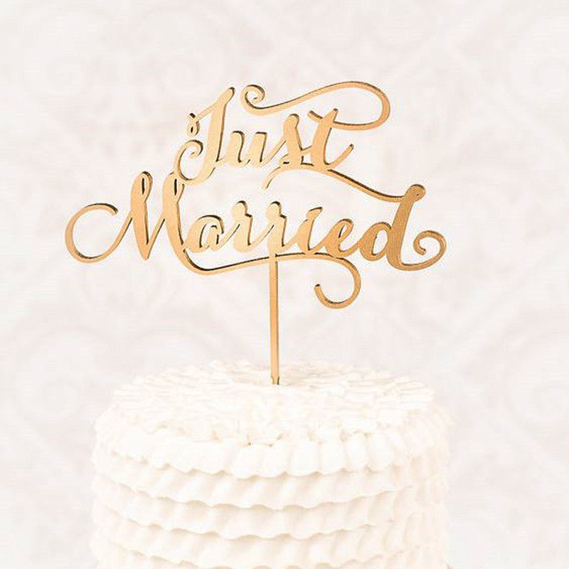 Just Married Wooden Cake Topper