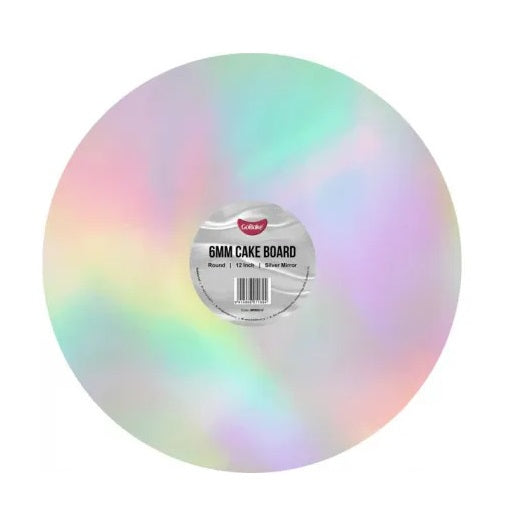 12" Round Cake Board 6mm - Iridescent Silver