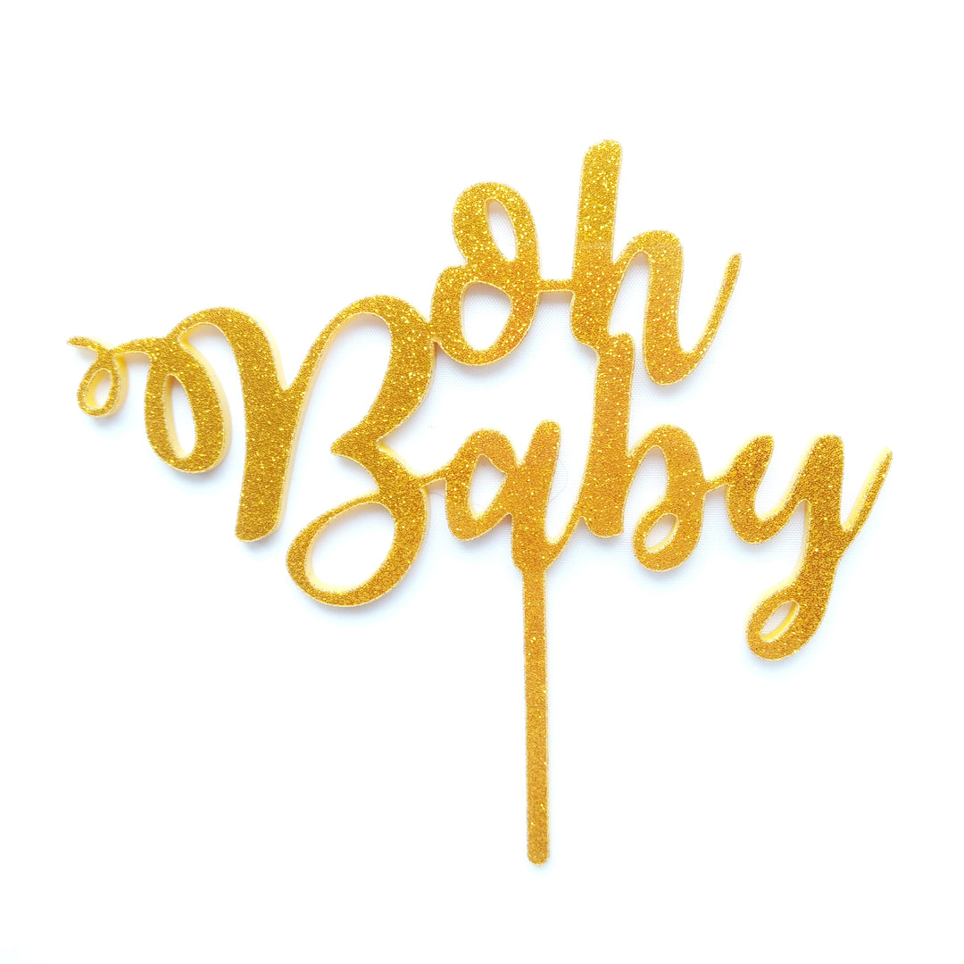 Caketastic Oh Baby Acrylic Glitter Cake Topper - Gold