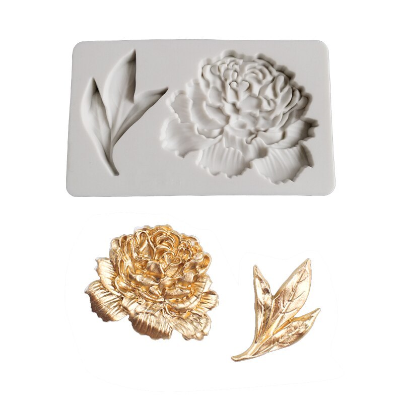Peony and Leaf Silicone Mould