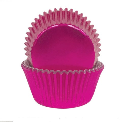 Pink Foil Baking Cups - Cupcake Cases (Standard)