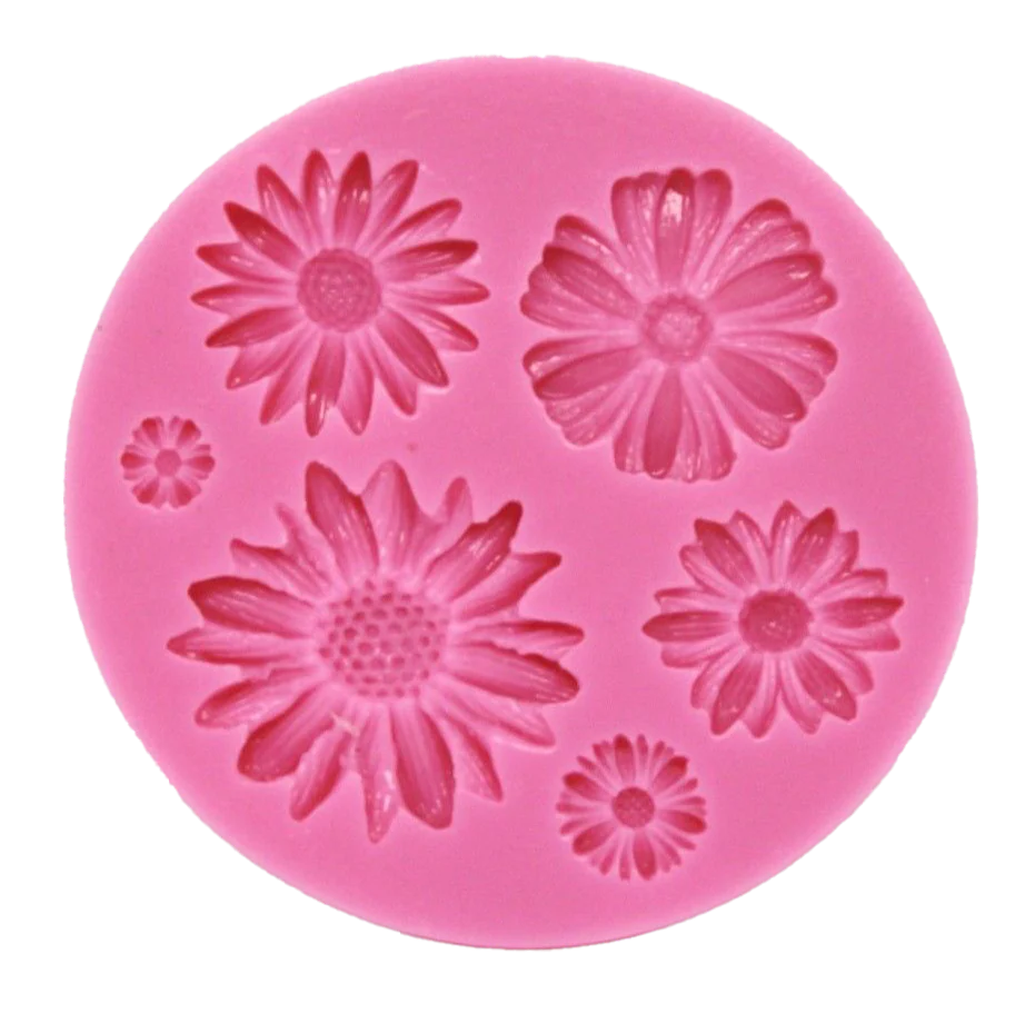 Assorted Flowers Silicone Mould (Round)