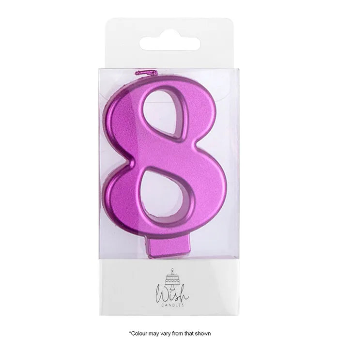 Wish Metallic Number Candle - Pink - 8