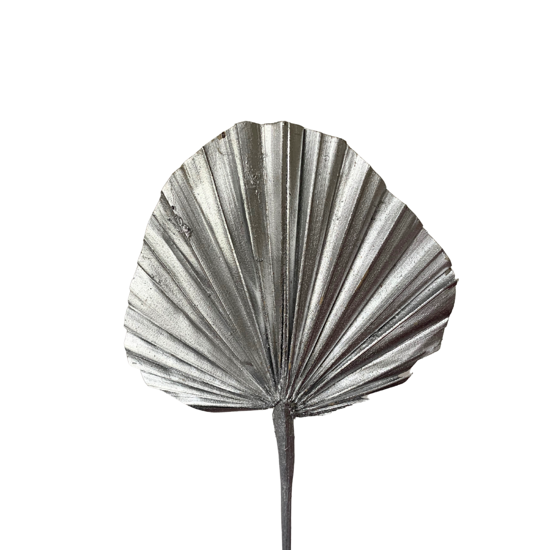 Dried Palm Leaf - Round Cut - Silver