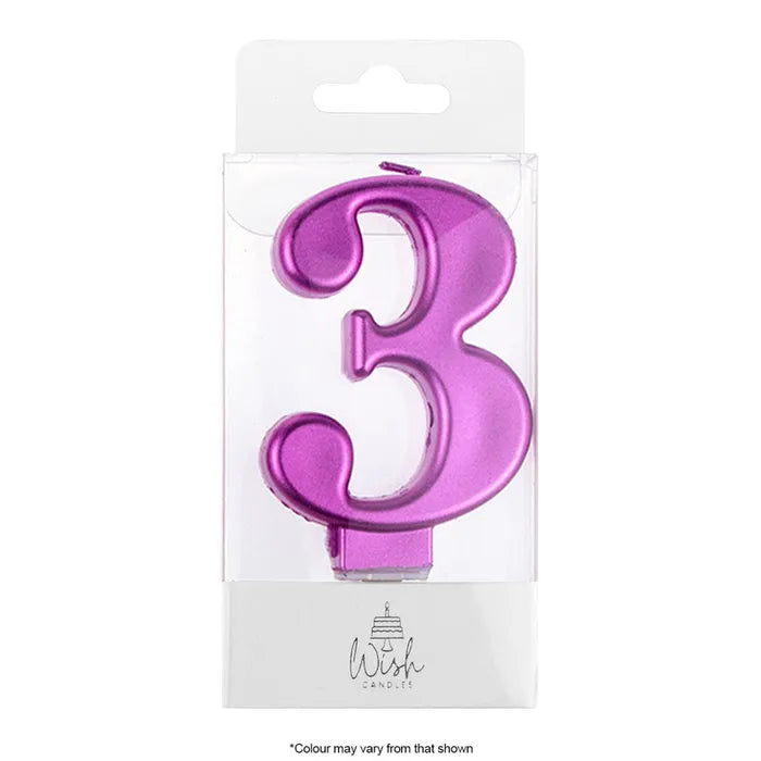 Wish Metallic Number Candle - Pink - 3