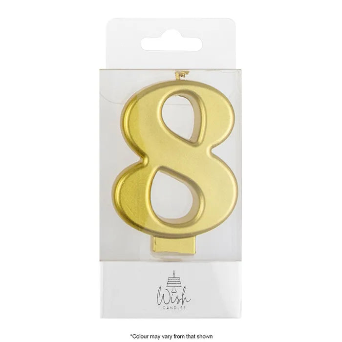 Wish Metallic Number Candle - Gold - 8
